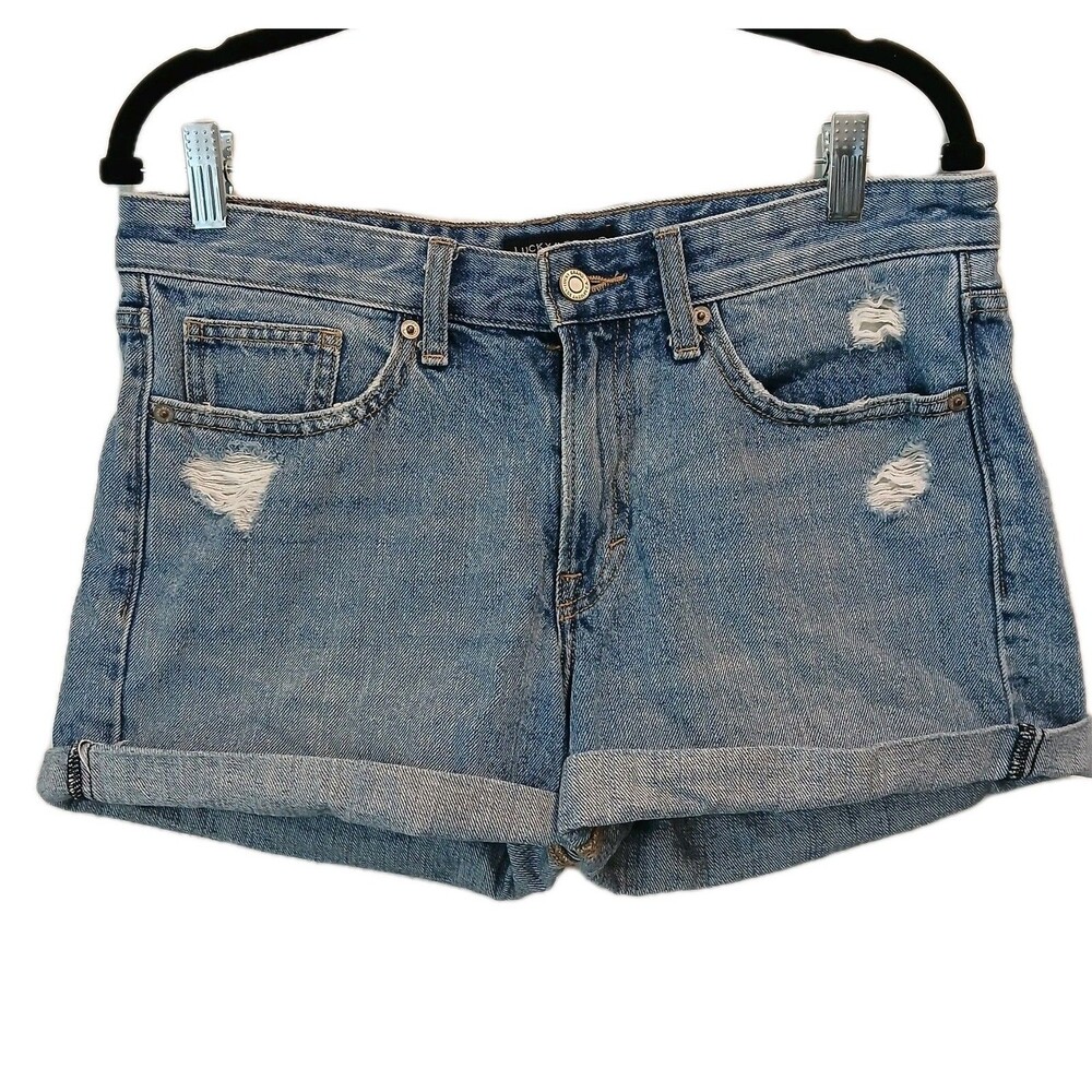 Lucky Brand The Roll Up Jeans Shorts Women's 6 Blue Distressed Festival Beachy